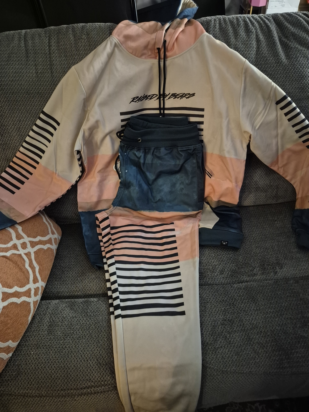 Striped Peach & Navy Hooded Sweatshirt Set